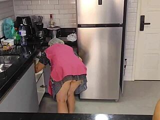 maid preparing lunch ends up as boss's steamy meal with big ass latina blowjob and cumshot