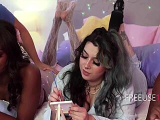 Intense Ebony Teen Pussy Play During Freeuse Sleepover Fun