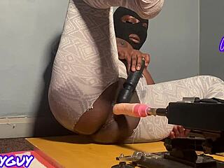 Aggressive orgasm with machine vibrator toys on wet pussy housewife whore?