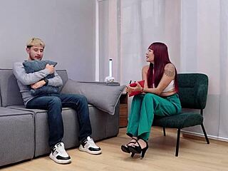 Horny Whore Psychologist Seduces with Cowgirl Riding, Doggystyle Bent Over, and Swallows Cum After Blowjob.