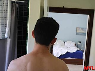 Sweet housewife softly handles hard cock on sofa in early morning with naughty blowjob and deepthroat sex.