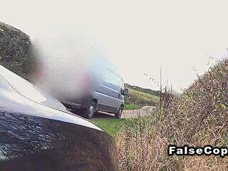 i tattooed babe fuck hard in police car outdoors pov