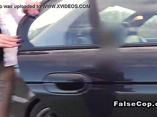 i tattooed babe fuck hard in police car outdoors pov