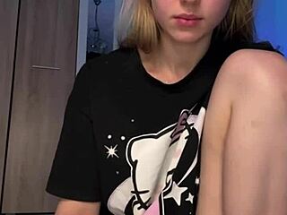 Teen amateur fingers her pink perfect pussy using a big dildo for intense orgasm