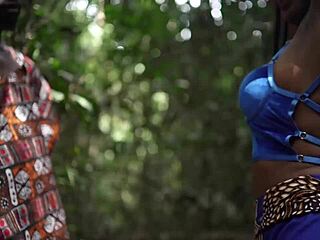 Massive black cock penetrates deep in the lush forest surrounded by nature and big tits.