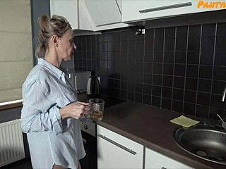 Mature woman intriguingly fucked through panties and pantyhose by a young best friend