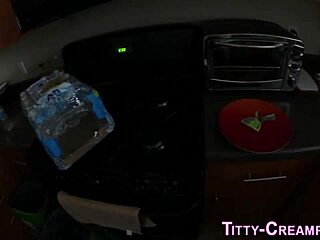 busty whore gives pov handjob and blowjob until jizz soaks her big tits in high definition