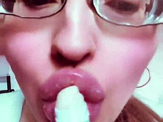 Nude Lips on Chick with Glasses Contrast Kinky Goddess Vibes