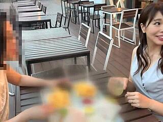 Japanese amateur babe with natural tits takes hardcore cumshots in homemade video