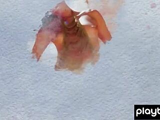 Petite latina teen muse Katherinne Sofia poses nude under the hot sun