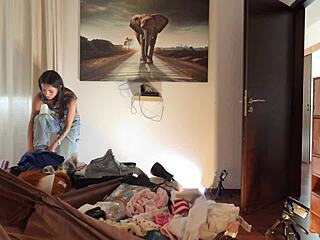 can she be the most beautiful girl ever, just look at her sexy blue mini skirt and panties in this solo tease