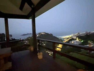 Skinny Latina Nerd Fucks Outdoors On Balcony Without Caring