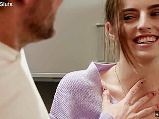 French skinny teen Alba Lala gets her tight asshole fucked hard in intense anal session. She moans as he licks and fingers her before the rough pounding.