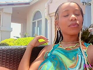 Smoker beauty jenna foxx rubs her horny trimmed pussy outdoors until orgasm!