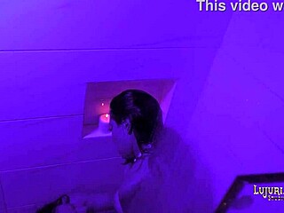 valen and danyla enjoy a steamy shower together in the pool area, exploring girl on girl pleasure as latina swingers