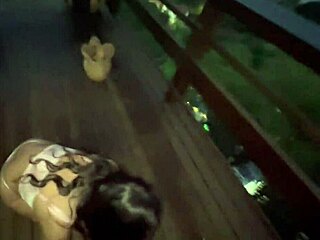 Skinny Latina Nerd Fucks Outdoors On Balcony Without Caring