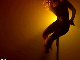 Intense Pole Dance Strip Tease With Sensual Latina Riding And Teasing Shaved Pussy