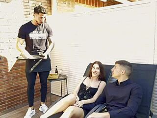 Mary Rock Enjoys Intense Session with Boyfriend and Waiter in Premium Threesome Action