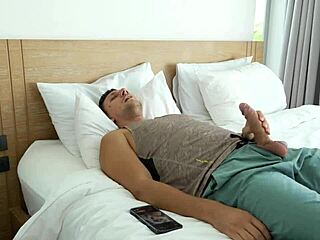 Guy Imagines Hard Sex with Busty Brunette and Jerks Off to Her Photo