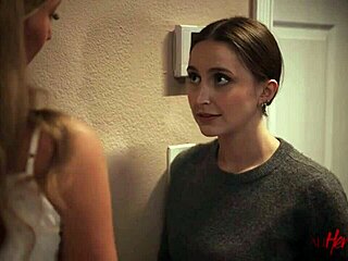 lesbian couple secretly GRINDS and SCISSORS while step-mom sleeps nearby