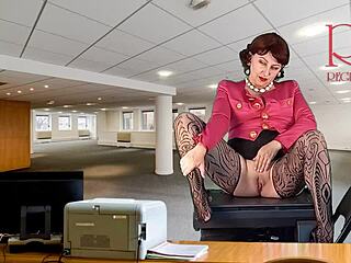 Naked Secretary Seduces Boss Showing Pussy Tits And Masturbating Cunt Wildly!