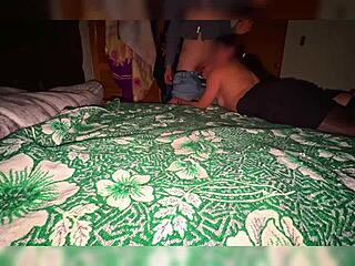 casual homemade encounter where divorced mature latina enjoys drinks then hooks up with younger guy thinking light is a lamp