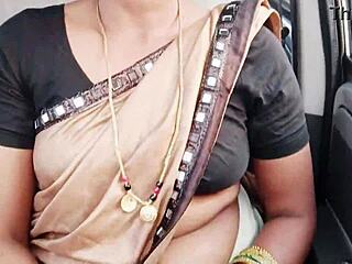 i can't believe how this beautiful saree call girl does dirty talk during car sex with those cute tits