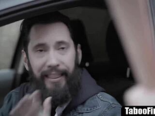 Hot brunette teen gets fucked hard doggystyle by creepy guy