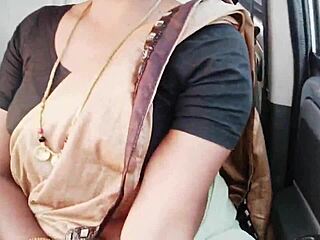 i can't believe how this beautiful saree call girl does dirty talk during car sex with those cute tits