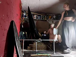 Behind The Scenes Of Eryns First Time On The One Bar Prison With Bondage Toys And Boots In Backstage Prison Setting