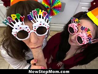 Milf and blonde team up for big cock missionary and doggystyle in naughty private party