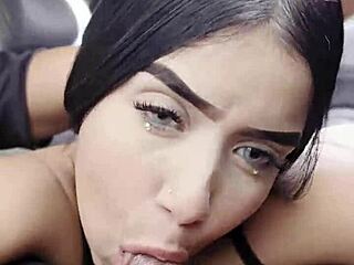 She sucks his cock while he drives through public streets in wild ride