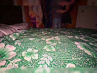 casual homemade encounter where divorced mature latina enjoys drinks then hooks up with younger guy thinking light is a lamp