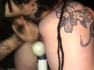 big ass milf slurps hard cock then gets rimmed while toying her tight hole with huge dildo and vibrator. pawg blowjob ass eating sextoys thrill.