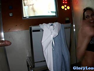 hey, why is this glamcore babe getting drilled and sucking cock at the gloryhole?