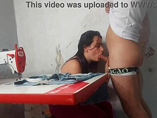 Hey, check out this costureira watching the clients erection in a steamy homemade cuckold scene! 🔥👀