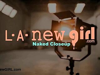 Girl-next-door blonde teen reveals her sexy body in a casual photoshoot on the sofa during an intriguing interview