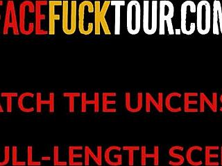 Cute Latina teen gets hardcore face fucked close up by massive cock!