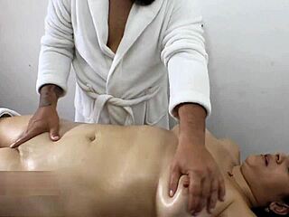 sexy homemade cougar gets unexpected happy ending massage with natural tits and shaved pussy in passionate colombian milf encounter