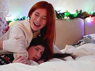 hey, how did santa satisfy two horny girls with his huge cock in passionate 3some?