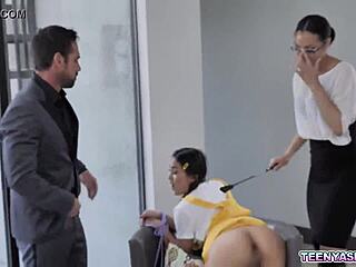 I watched tiny asian teen 18+ elle venove get strapon threesome punishment from neighbors diamond banks and johnny castle
