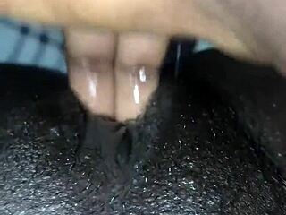 Ebony beauty bends over for solo anal play with intense moaning and creampie finish!