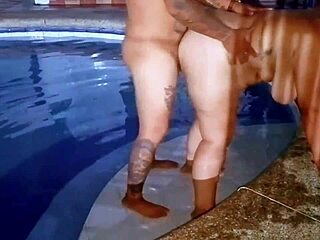 Chubby Busty Slut Fucked Outdoors With Big Tits Bouncing At Night In Public Pool During Vacations Milf Bbw Latina