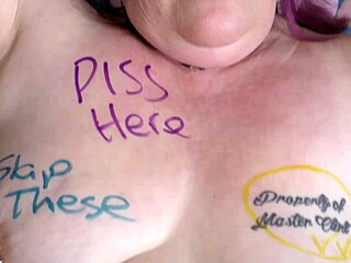 i feel so degraded as this kiwi trashy milf slut with body writing, treated like a whore by my master in squirting creampie action