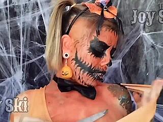 Experience Fucking A Pumpkin For Halloween Fun With Pierced Nipple Babe