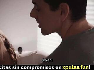 Blonde Stepdaughter Sucks Cock and Enjoys Fucking with Handjob and Natural Tits in Spanish Subtitles