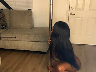 Ebony Divine shows off her fat ass and tits before getting a deep creampie in wild fucking action.