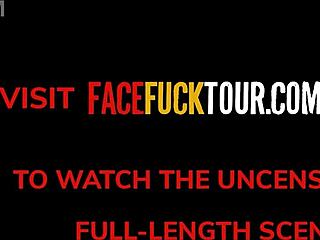 Massive tits latina slut contrasts with drooling deepthroat on huge american cock