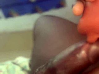 hey, wanna see this huge thick black dick guy cream a throat toy in solo masturbation?