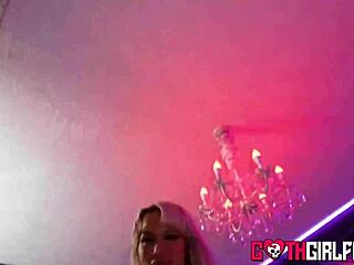 Blonde babe Luna Luxe rides massive cock in gothic lingerie showing off big ass!